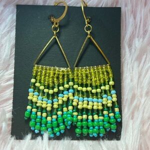 Colorful Beaded Fringe Earrings